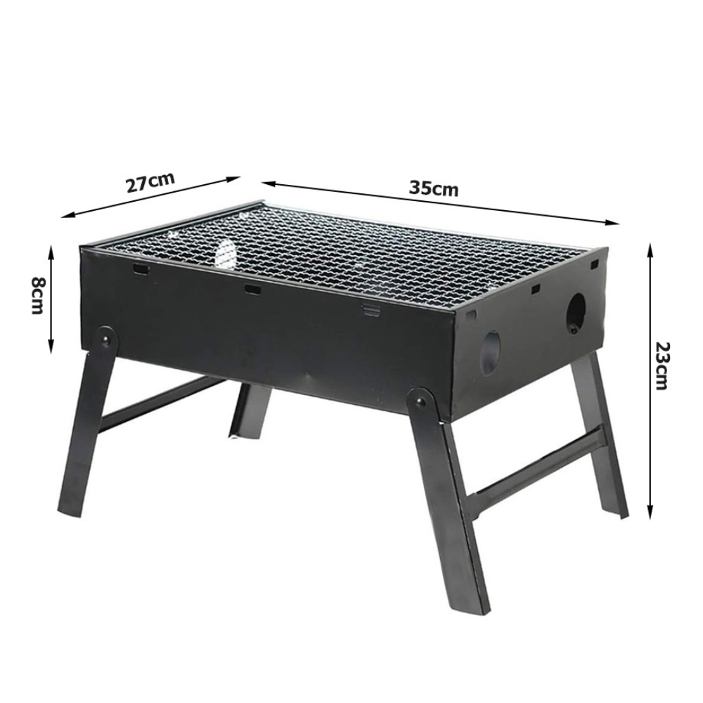 Gratar Portabil Carbuni, Tava Cromata, Model Pliabil, din Metal, Negru