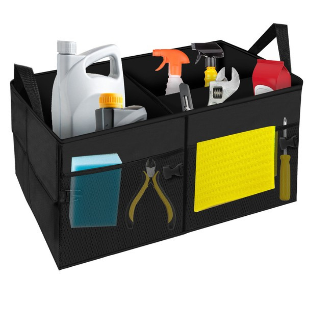 Organizator Auto Portbagaj, 3 Compartimente, Pliabil, 37x52cm, Negru