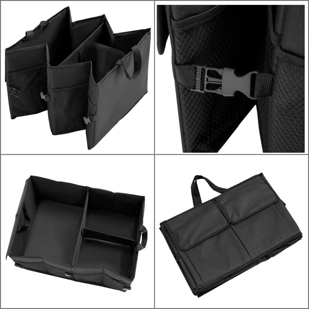 Organizator Auto Portbagaj, 3 Compartimente, Pliabil, 37x52cm, Negru