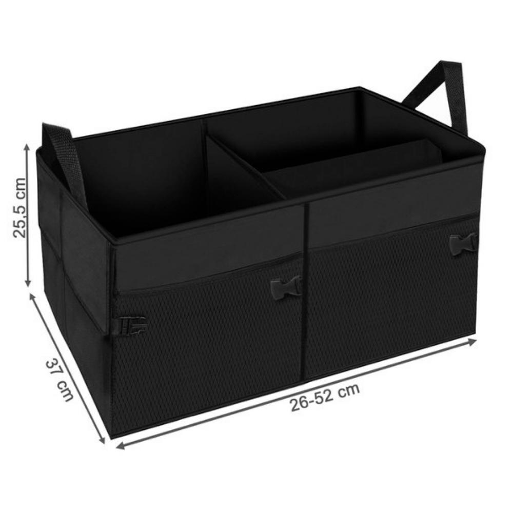 Organizator Auto Portbagaj, 3 Compartimente, Pliabil, 37x52cm, Negru