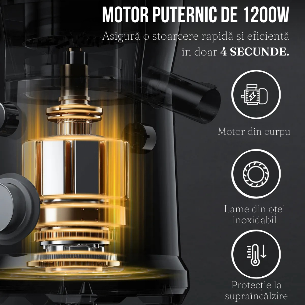 Storcator de Fructe, 1200W, 3 Trepte Viteza, Recipient Suc 1250ml, Lame Otel