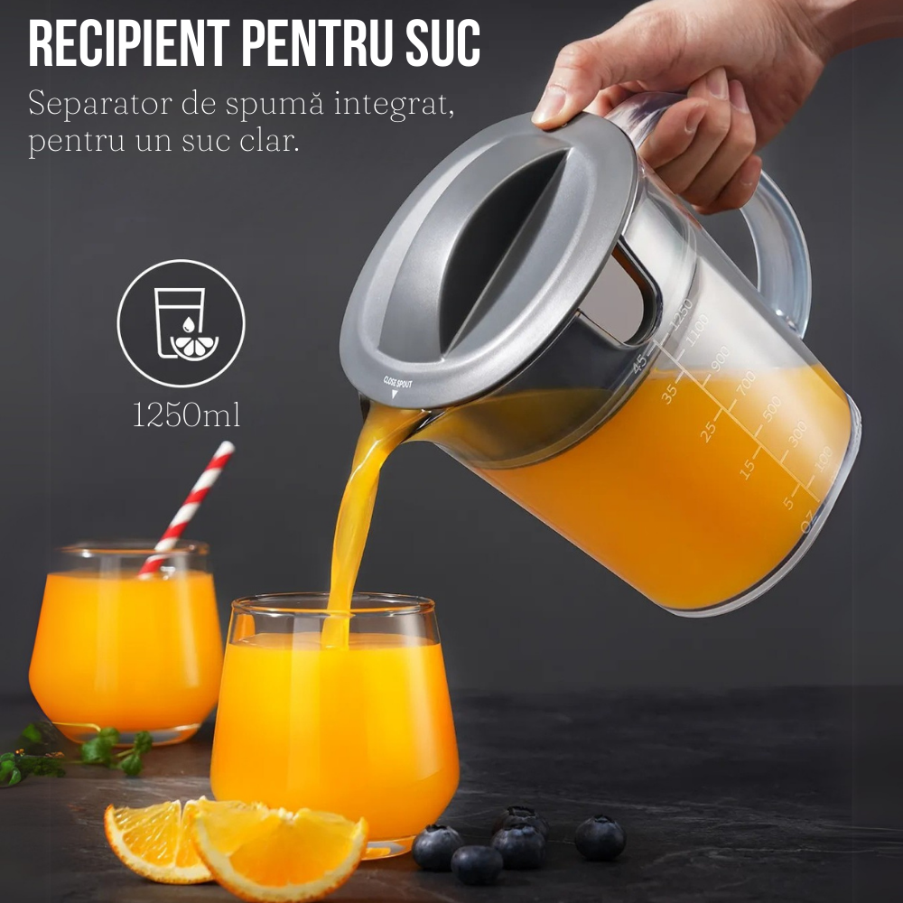 Storcator de Fructe, 1200W, 3 Trepte Viteza, Recipient Suc 1250ml, Lame Otel