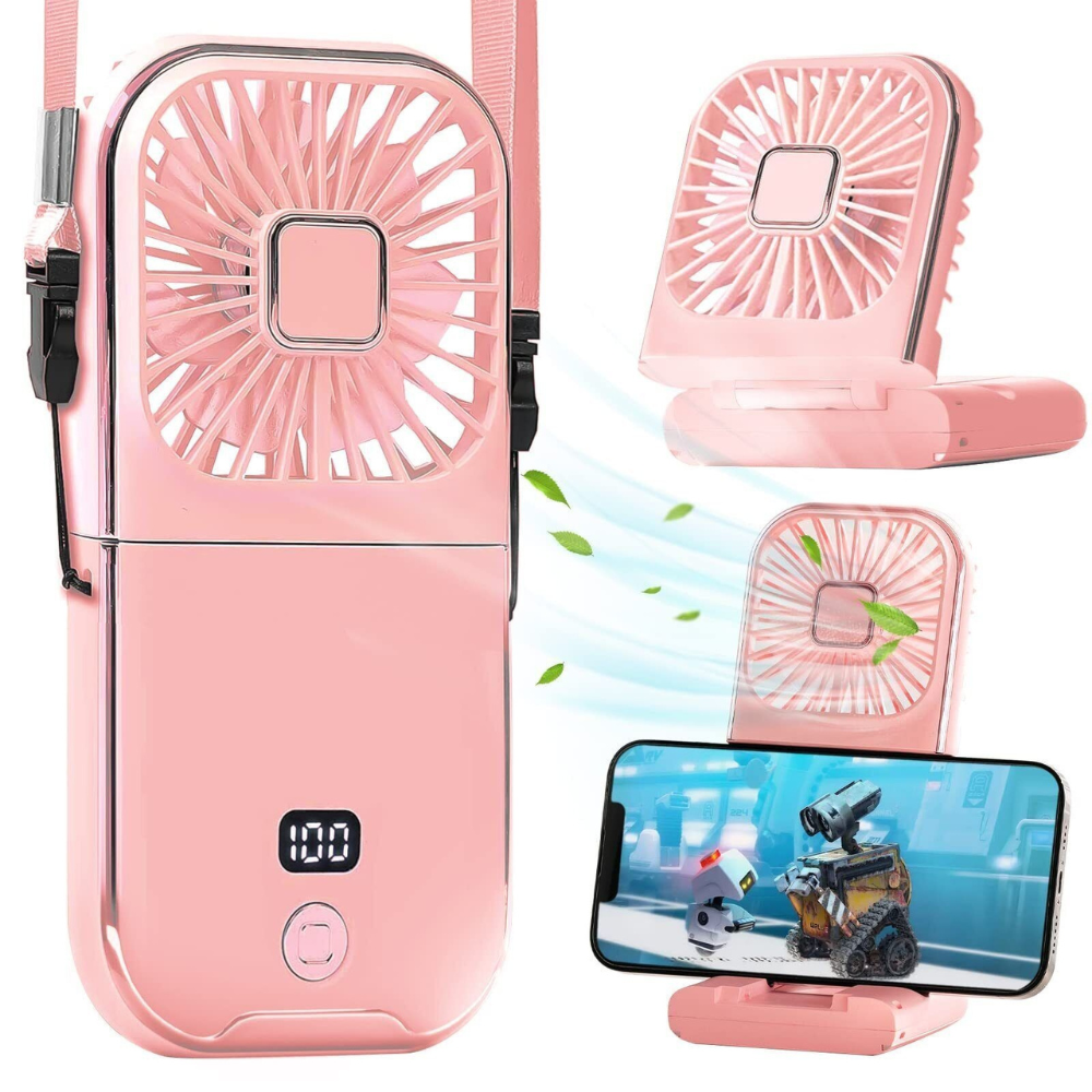 Mini Ventilator Portabil, 3 Viteze, 3000mAh, Suport Telefon, Pliabil, Incarcare USB