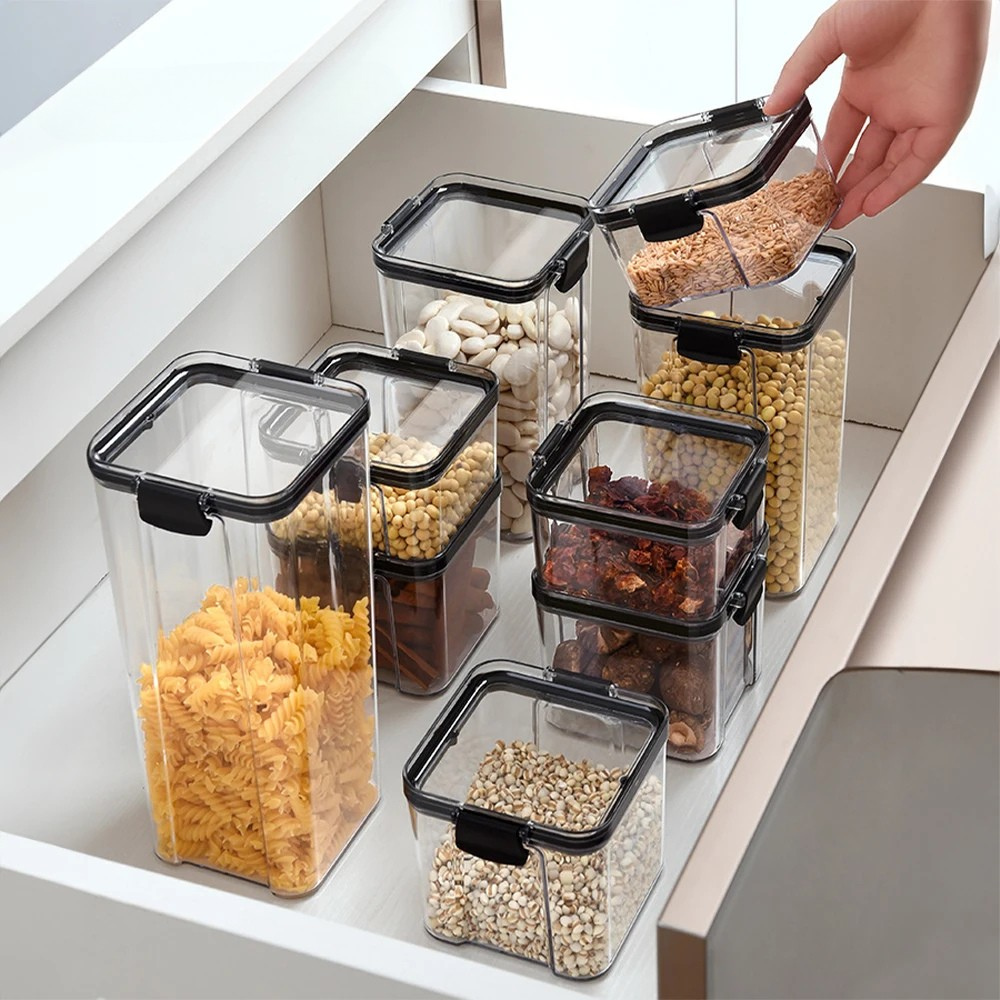 Food Storage Container, Capacity 460-1800ml, Airtight Seal, Plastic