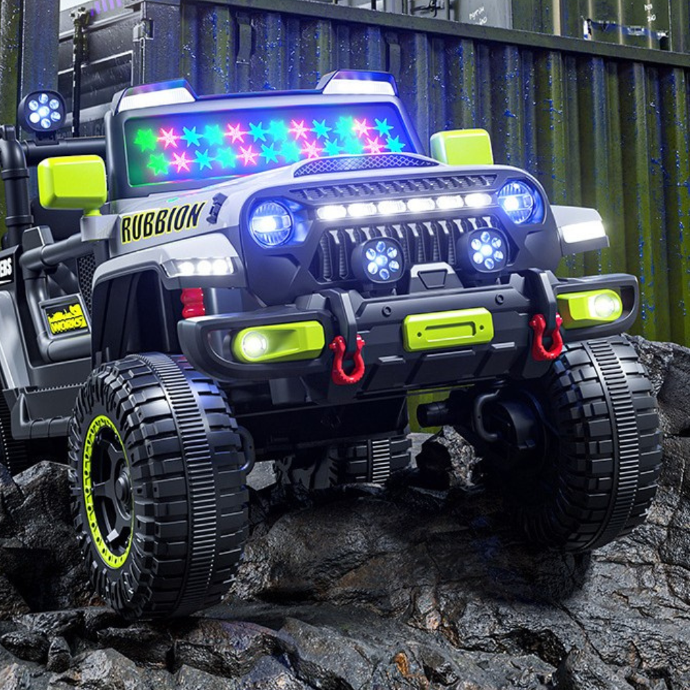 Masinuta Electrica Off-Road, cu Telecomanda, Tractiune Integrala, 12V, 7Ah, Lumina Intermitenta