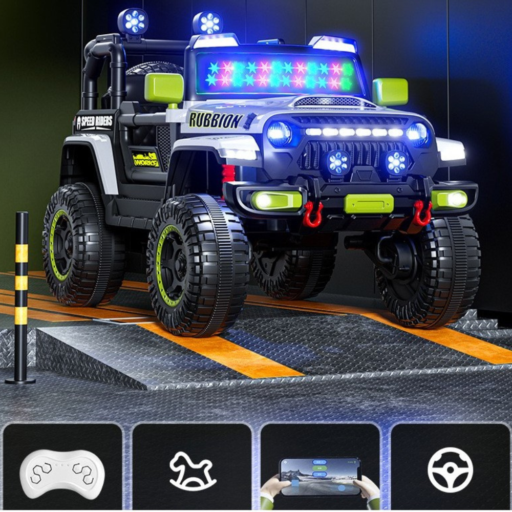 Masinuta Electrica Off-Road, cu Telecomanda, Tractiune Integrala, 12V, 7Ah, Lumina Intermitenta