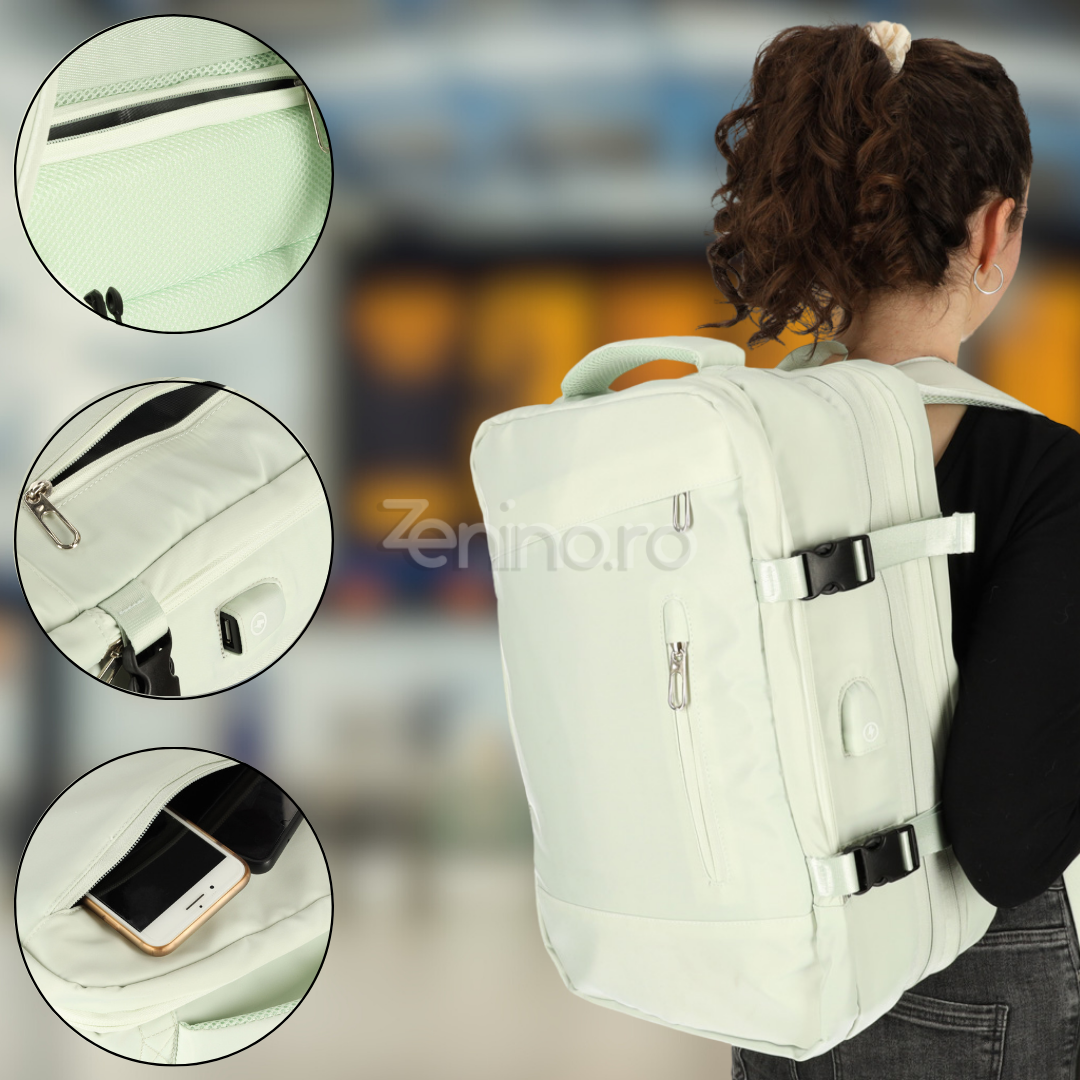 Travel Backpack, 3-4 Compartments, Waterproof Material, Additional Pockets, Expandable to 36 L, Polyester