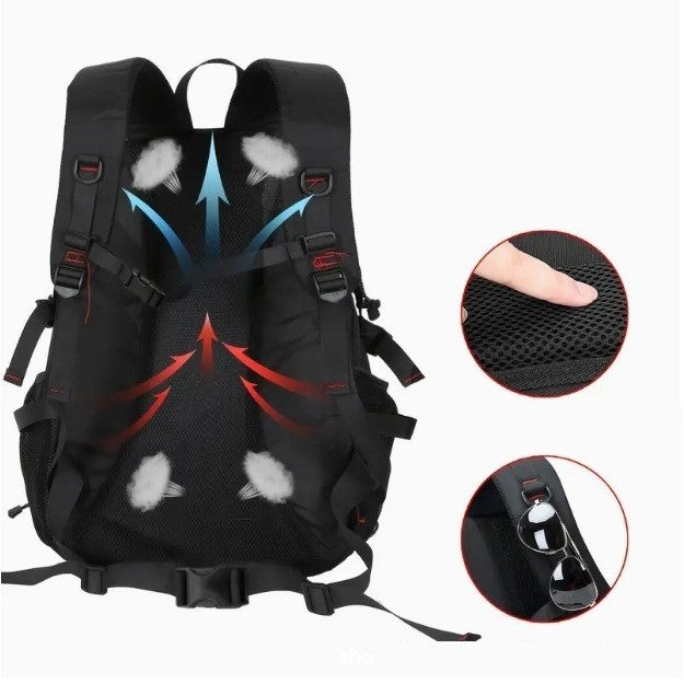 35L Travel Backpack, Compartmented, Laptop Protection, Side Pockets, Waterproof Material