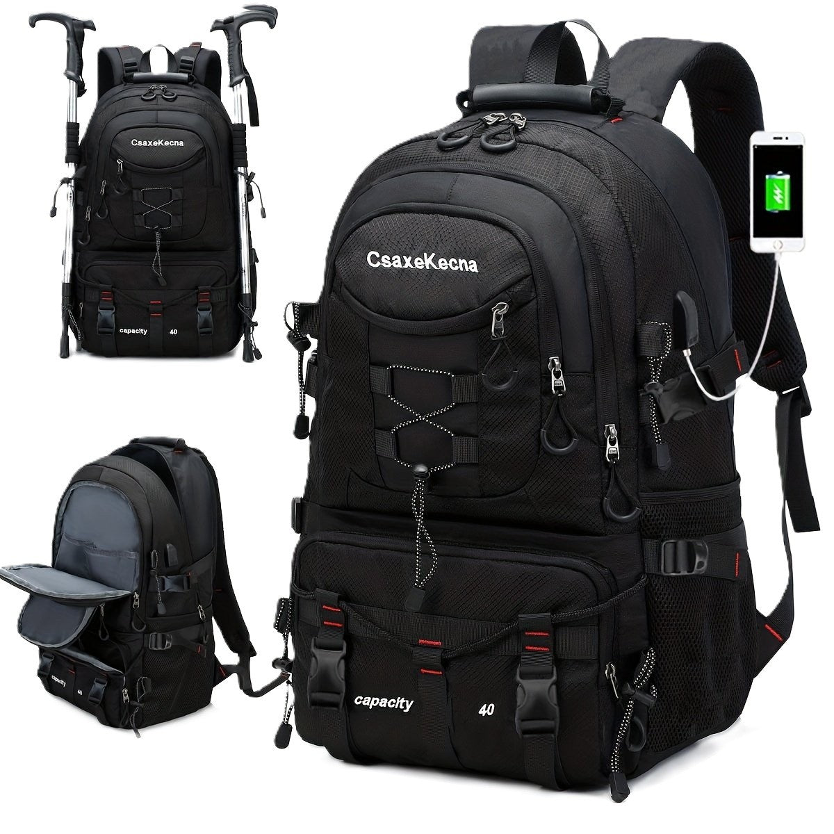 35L Travel Backpack, Compartmented, Laptop Protection, Side Pockets, Waterproof Material