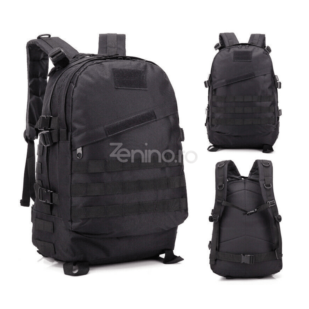 Rucsac Tactic Militar, 40L, Impermeabil, 2 Compartimente, Centuri de Prindere, Acoperire PVC, Incapator, 45x35x18cmNegru