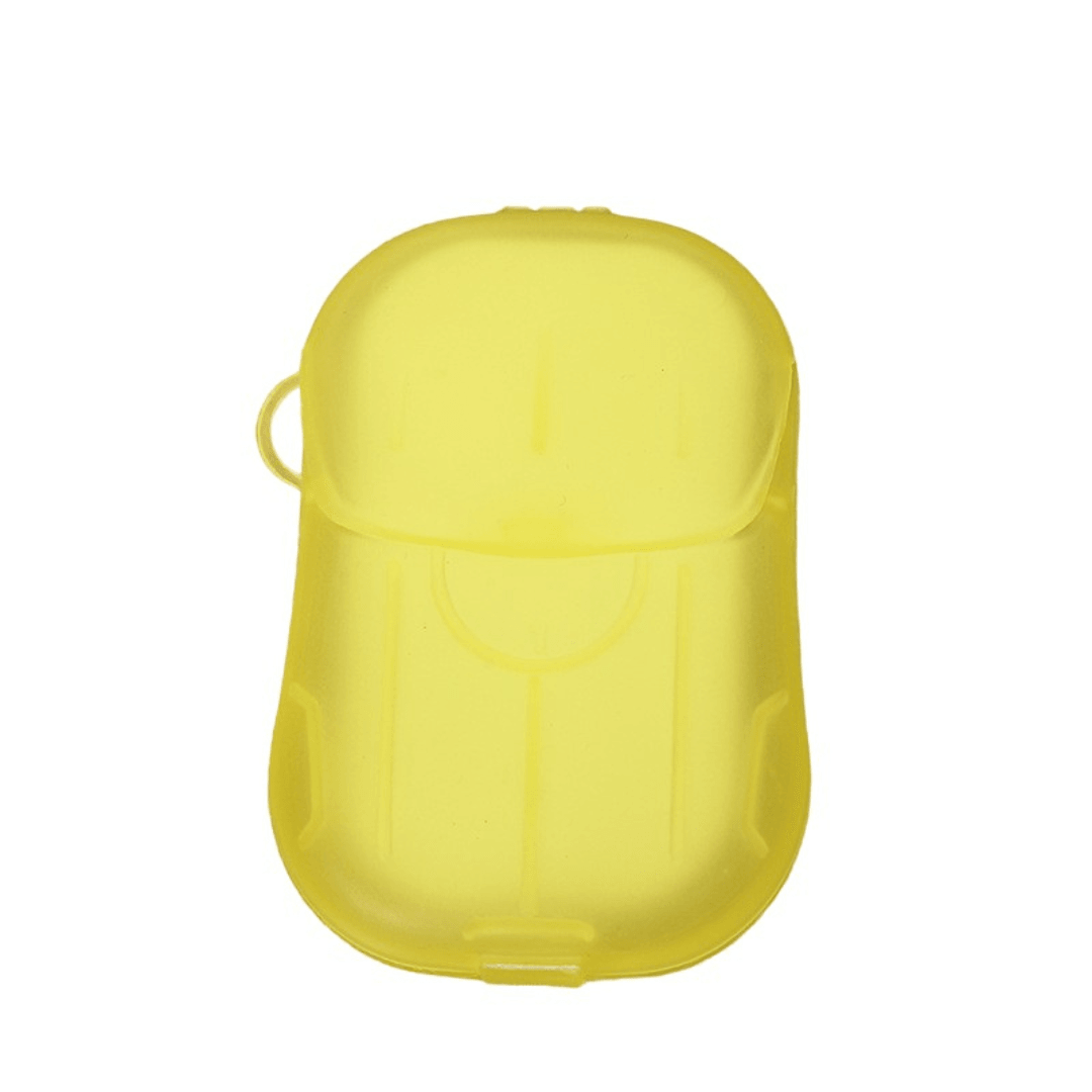 Set of 20 Soap Sheets, Mini Box Included, Single Use, Perfect for Travel, Biodegradable, Compact Size, 7x4.6cm