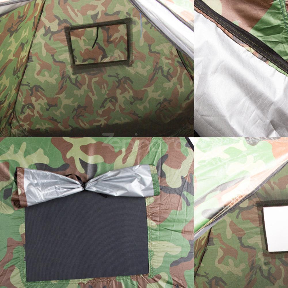Cort Camping Instant, Capacitate 3-4 Persoane, 200x200cm, Impermeabil, Husa Inclusa, Camuflaj Army