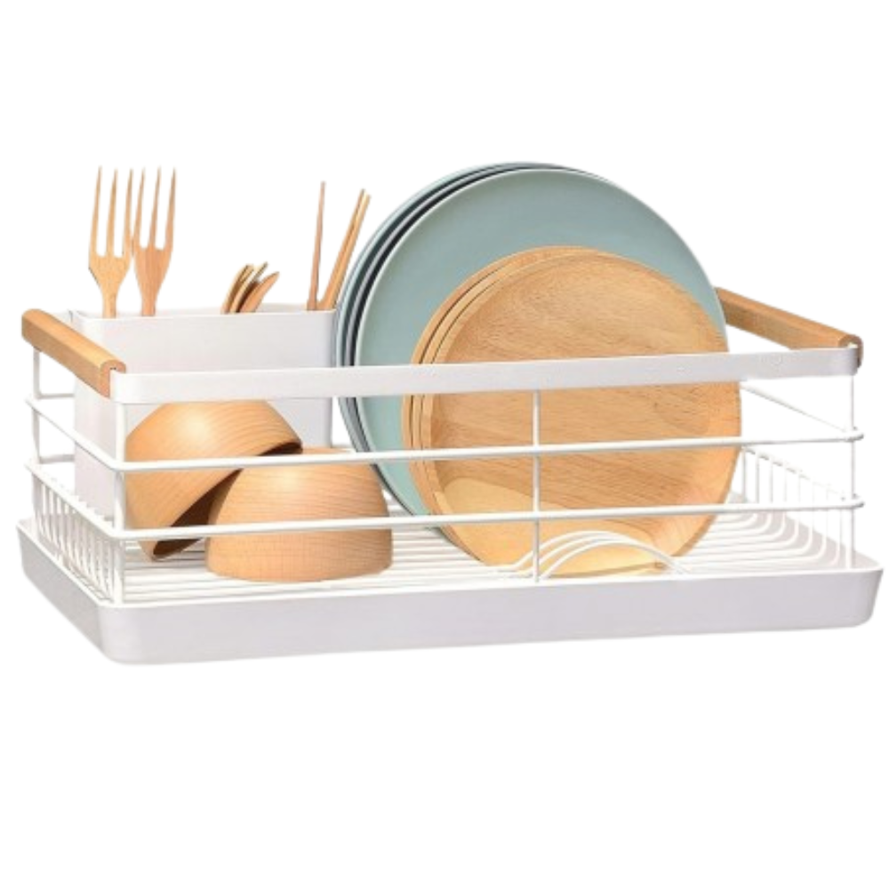 Stainless Steel Dish Dryer, Cutlery Holder, Draining Tray, 43x30.5x14cm
