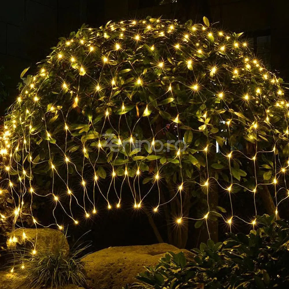 Christmas Installation, Mesh Type, LED Bulbs, 8 Light Effects, Interconnectable, Transparent Wire, 1.5m Extension Cord, Warm White, Cold White, Multicolor