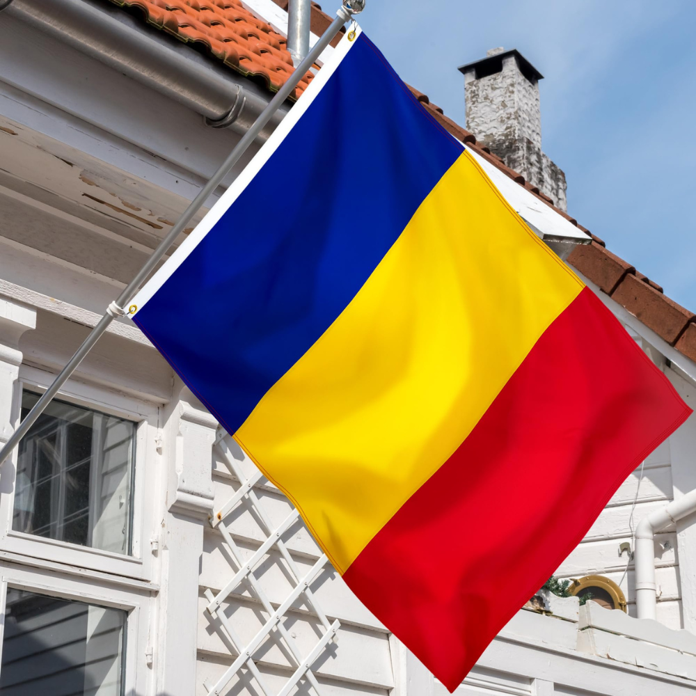 Steag Tricolor, 150x90cm, Tija Metalica, Accesorii Prindere, din Material Textil