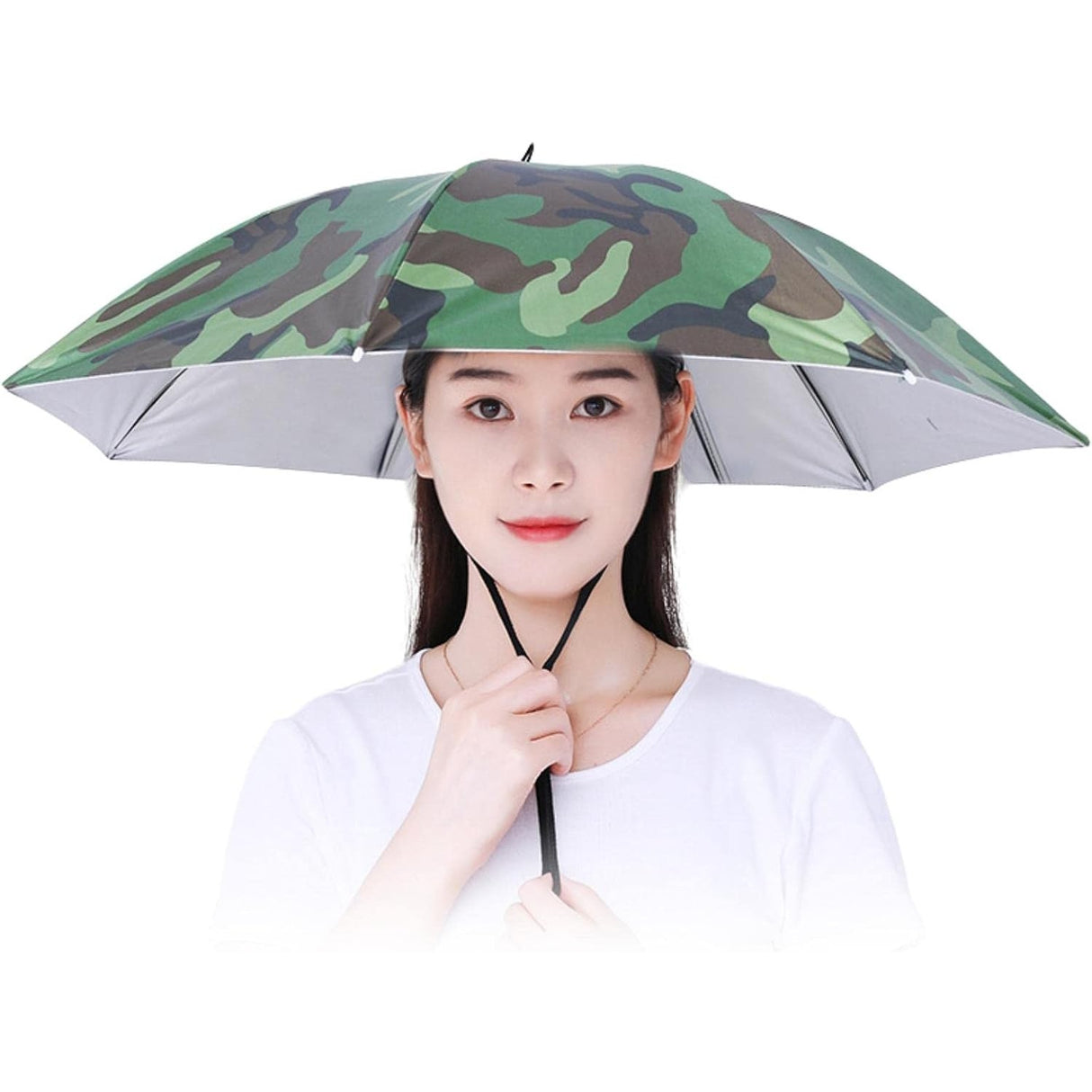 Umbrela de Cap, Protectie Ploaie, Snur Reglabil, Impermeabil, Rezistenta UV, Diametru 69cm