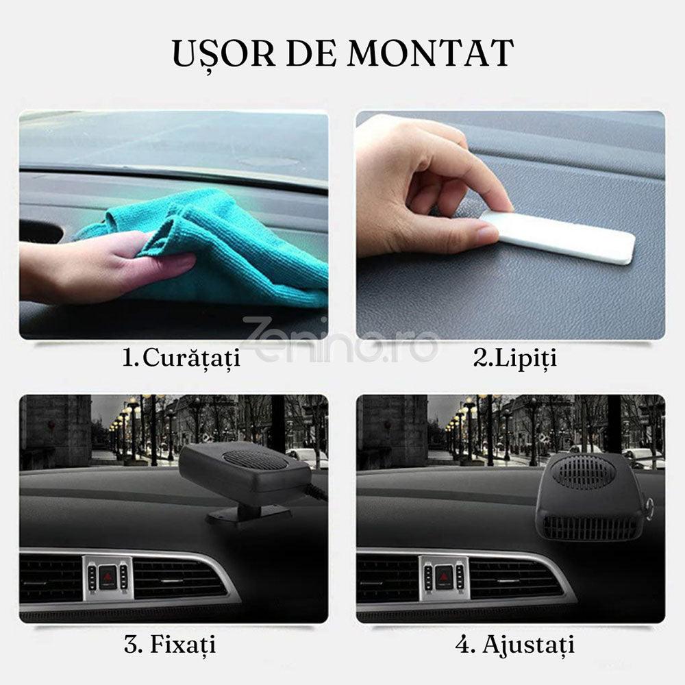 2in1 Car Fan Heater, Cooling or Heating Function, 200W, with Handle, 1m Cable, Easy Installation, Black