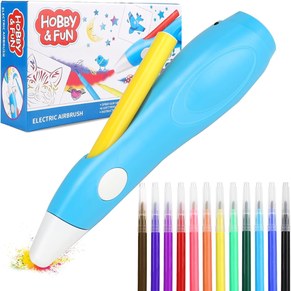 Smart Airbrush Pen, 8 Colors, Stencils Included, USB Charging