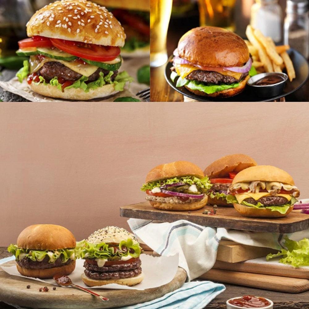 Burger Press, Non-Stick Coating, Wooden Handle, 12 cm, Aluminum Alloy, Gray