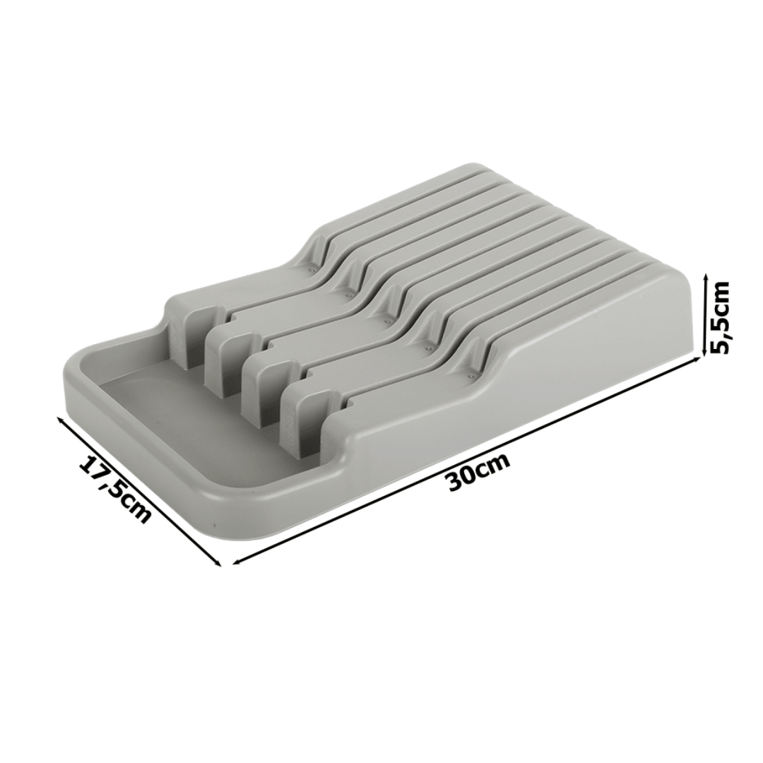 Drawer Knife Organizer, 9 Compartments, Non-Slip Feet, Plastic, 17.5cm x 30cm, Grey