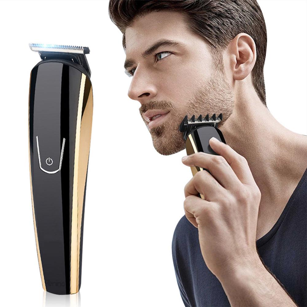 8in1 Hair Clipper, Trimmer, Razor, Accessories, Interchangeable Heads, Battery, Black/Gold