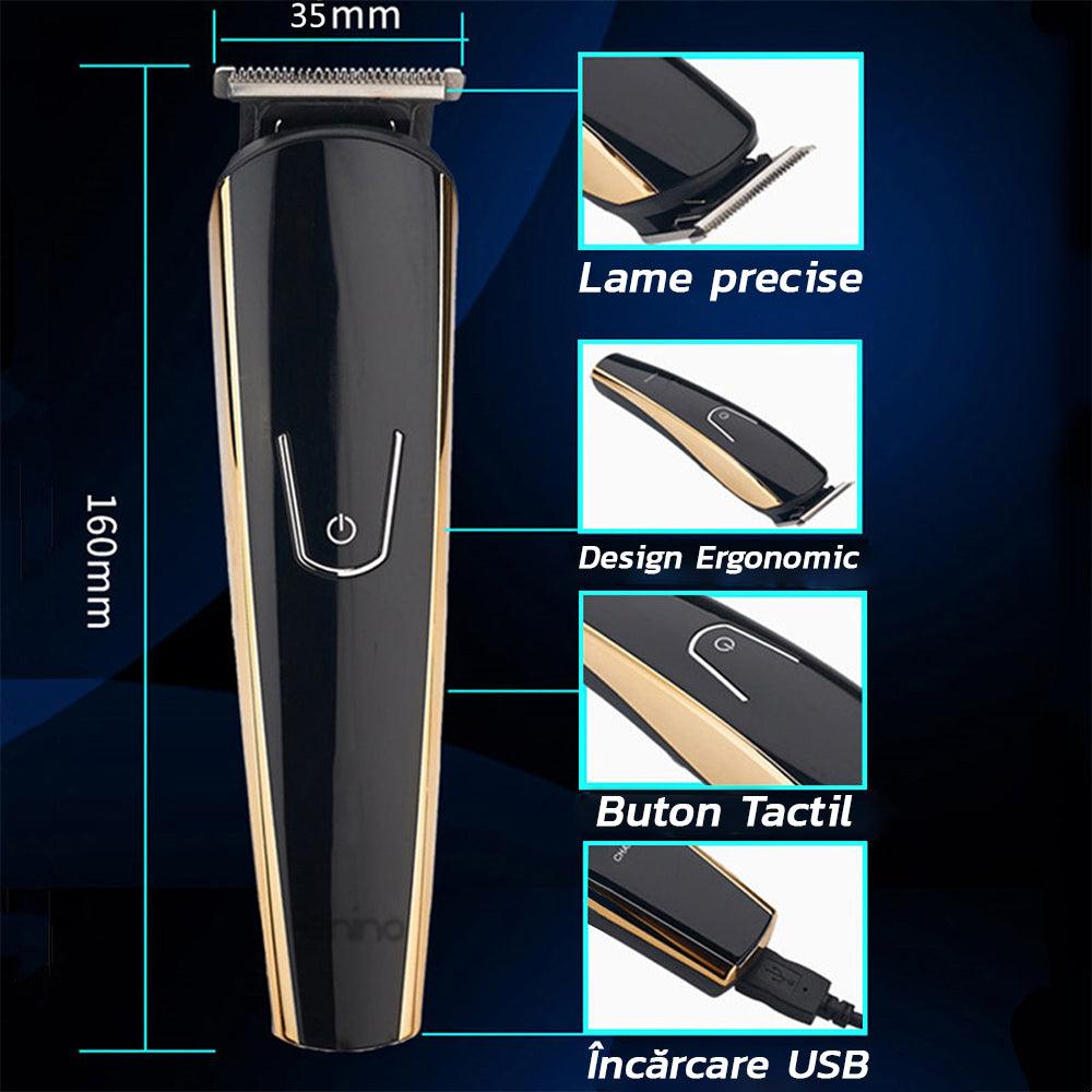 8in1 Hair Clipper, Trimmer, Razor, Accessories, Interchangeable Heads, Battery, Black/Gold