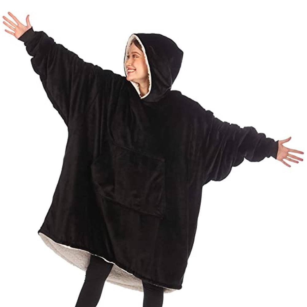 Zenino Hoodie Blanket, 2 In 1, Hood and Sleeves, Front Pocket, Warm, Padded, XXL, Universal
