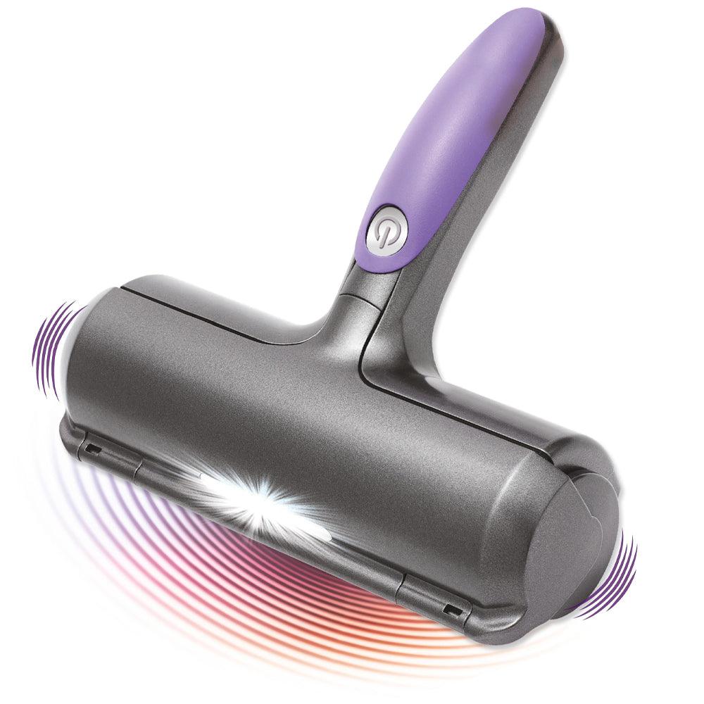Perie cu Micro-Vibratii, LED, Tehnologie Microsonica, Indeparteaza Parul Animalelor si Scamele, Reutilizabila, Mov