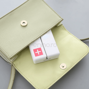 Medicine Box, 7 Individual Compartments, Compact, Portable, Magnetic Closure, Plastic, 7x10cm