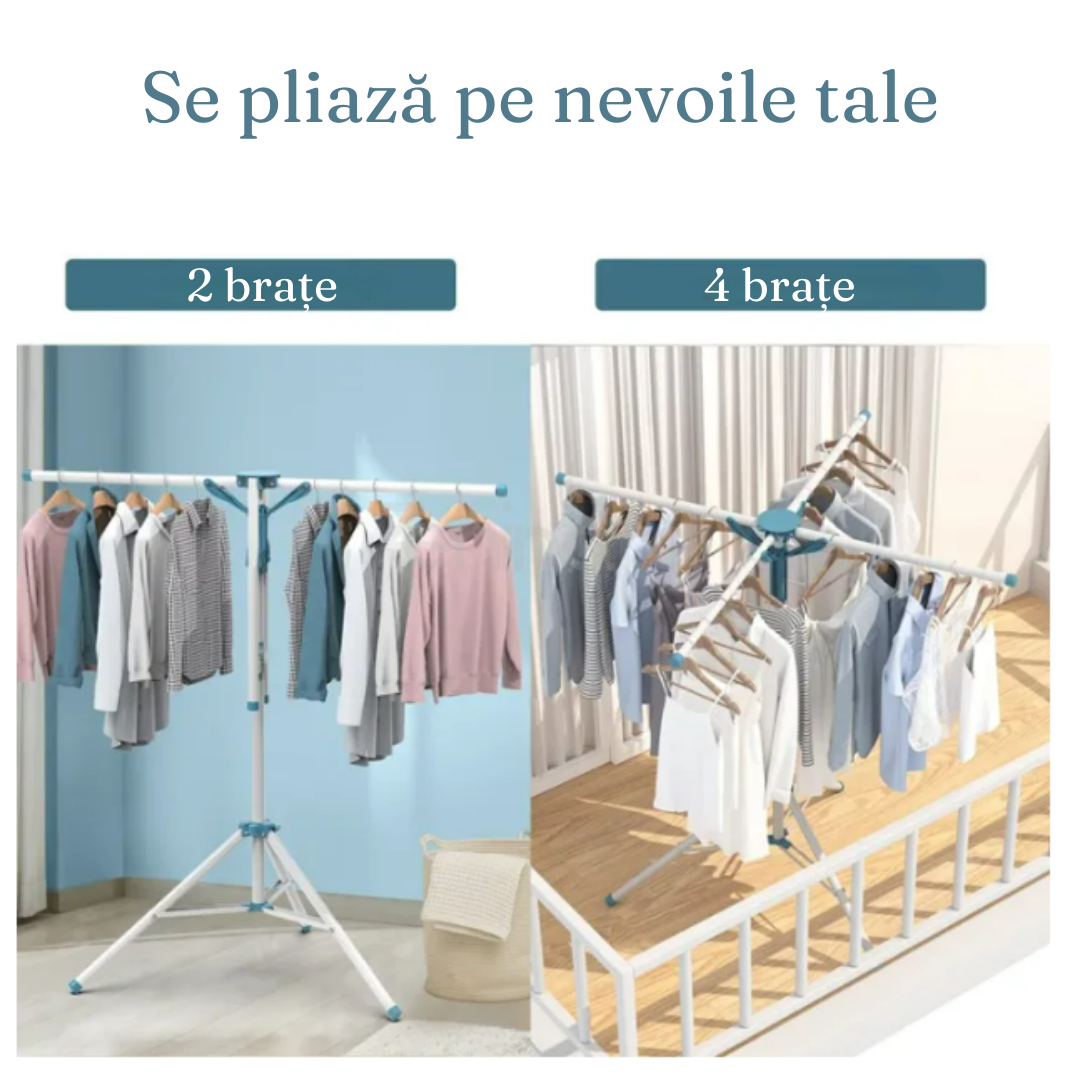 Clothes Dryer, Umbrella type, 4 Arms, Indoor, Outdoor, Non-Slip Support, Aluminum, Height between 108-165cm 
