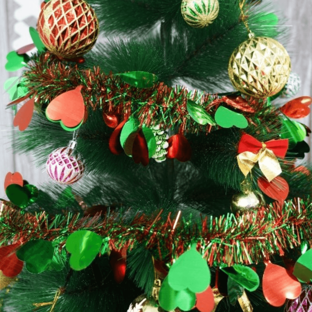 Christmas Tinsel, Various Designs, 2m x 11cm, Red, Blue, Pink