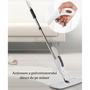 Flat Mop with Sprayer, 350 ml Tank, Multiple Surfaces, Compact, Ergonomic Handle, Efficient Cleaning, Easy to Maneuver, with Two Microfiber Refills, 125 x 40 cm 