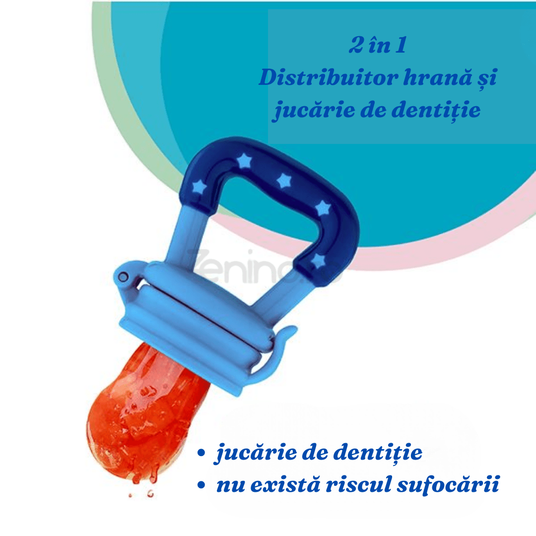Pacifier for Diversification, Teething, for Fruit, Puree, BPA Free, Protective Cap, Leakproof Closure, Easy to Clean, Blue