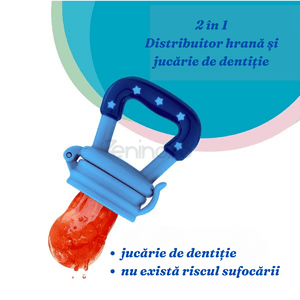Pacifier for Diversification, Teething, for Fruit, Puree, BPA Free, Protective Cap, Leakproof Closure, Easy to Clean, Blue