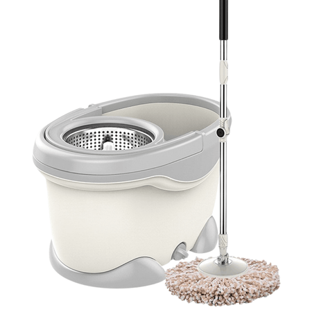 Rotating Mop Set, Dual Action, Telescopic Handle, 2 Cotton Heads, Foldable Model, 46x27x29cm, White