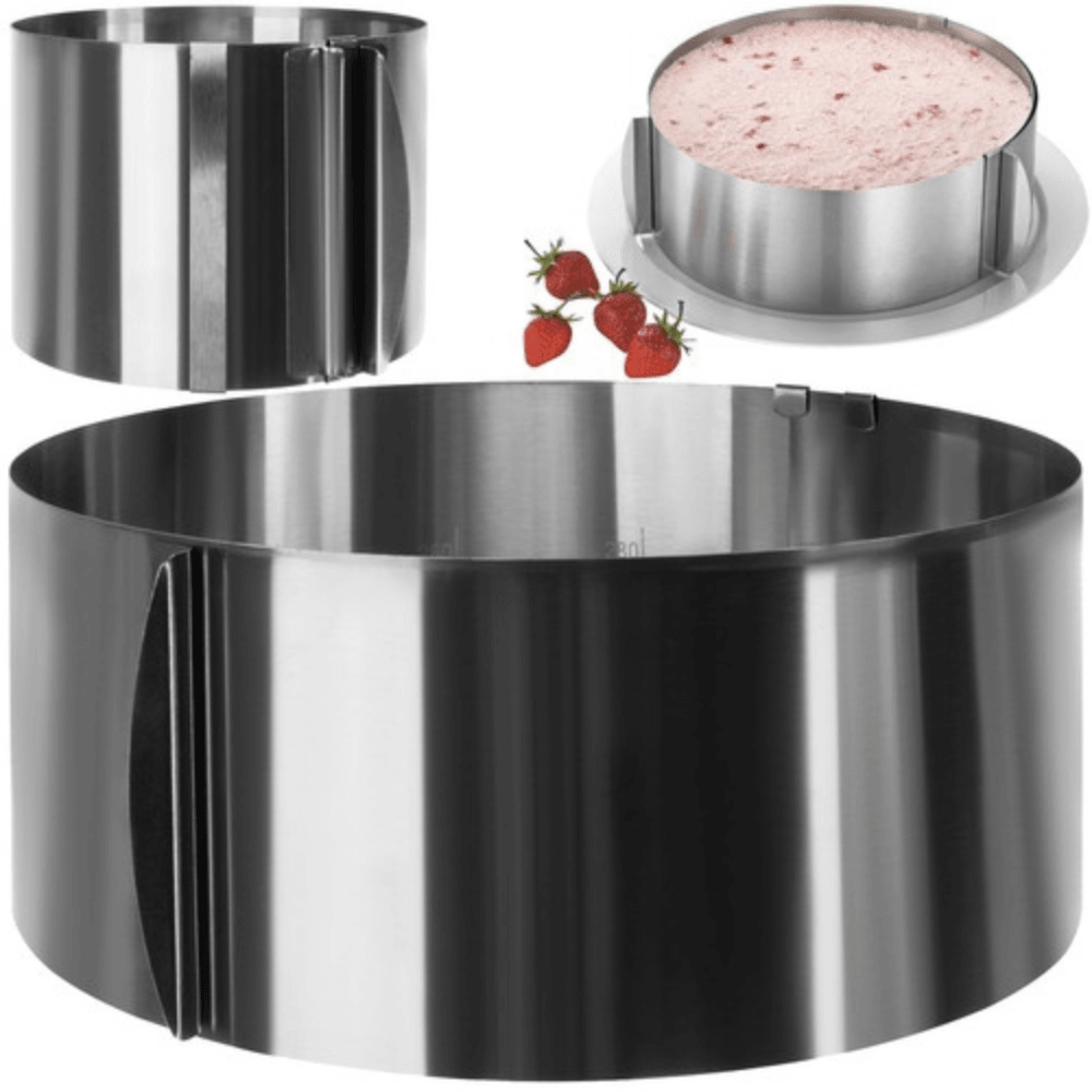 Adjustable Cake Pan, Adjustment 16-30 cm, Height 12 cm, Steel, Safety Clip, Silver