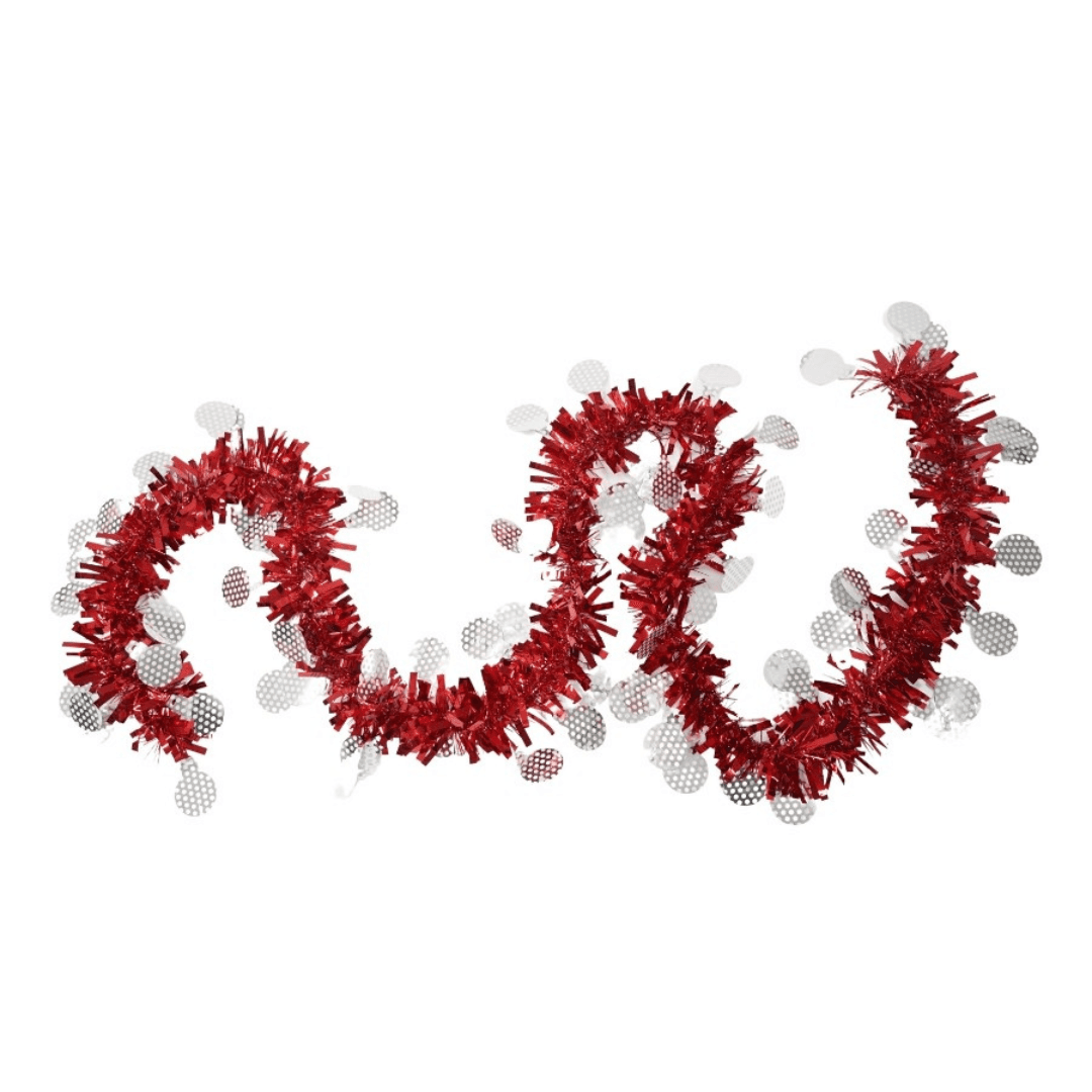 Christmas Tinsel, Various Designs, 2m x 11cm, Red, Blue, Pink