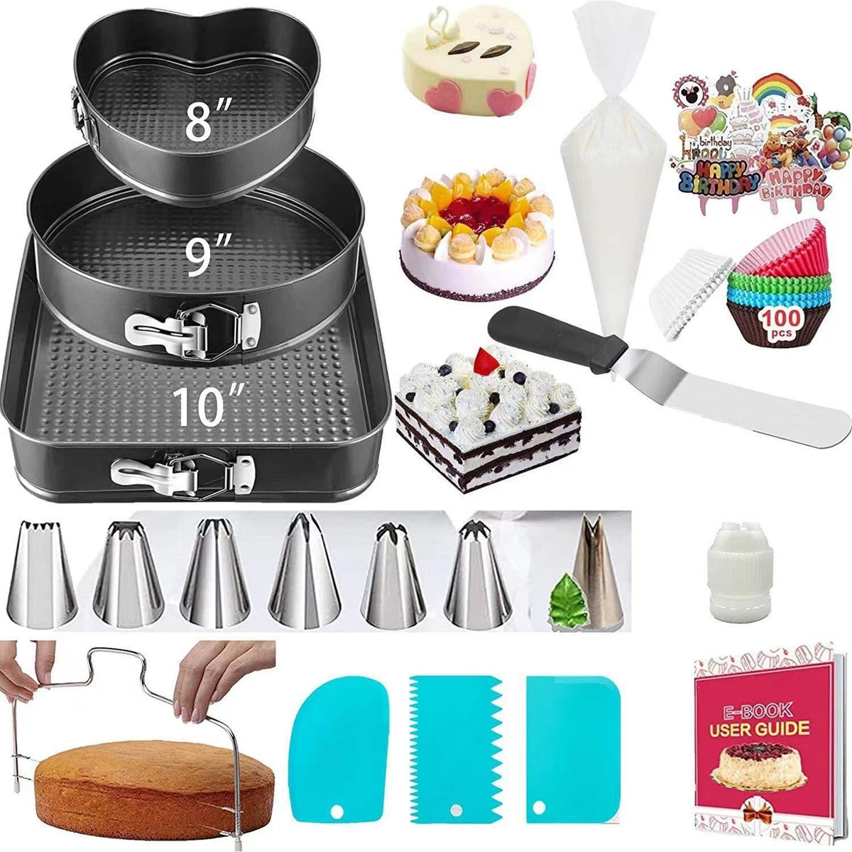 Set 216 Piese Patiserie, Tavi de Copt, Forme Briose, Pos Ornat, Accesorii
