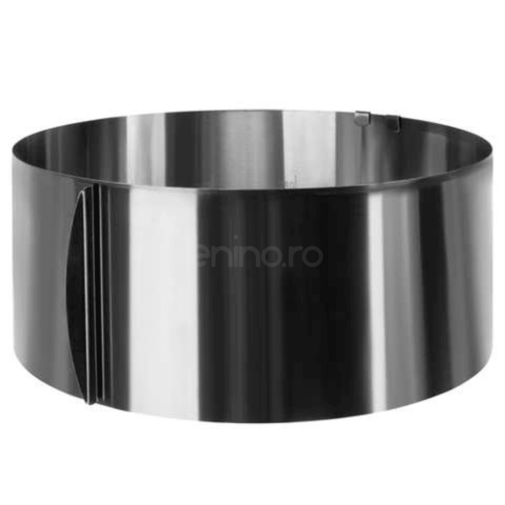 Adjustable Cake Pan, Adjustment 16-30 cm, Height 12 cm, Steel, Safety Clip, Silver