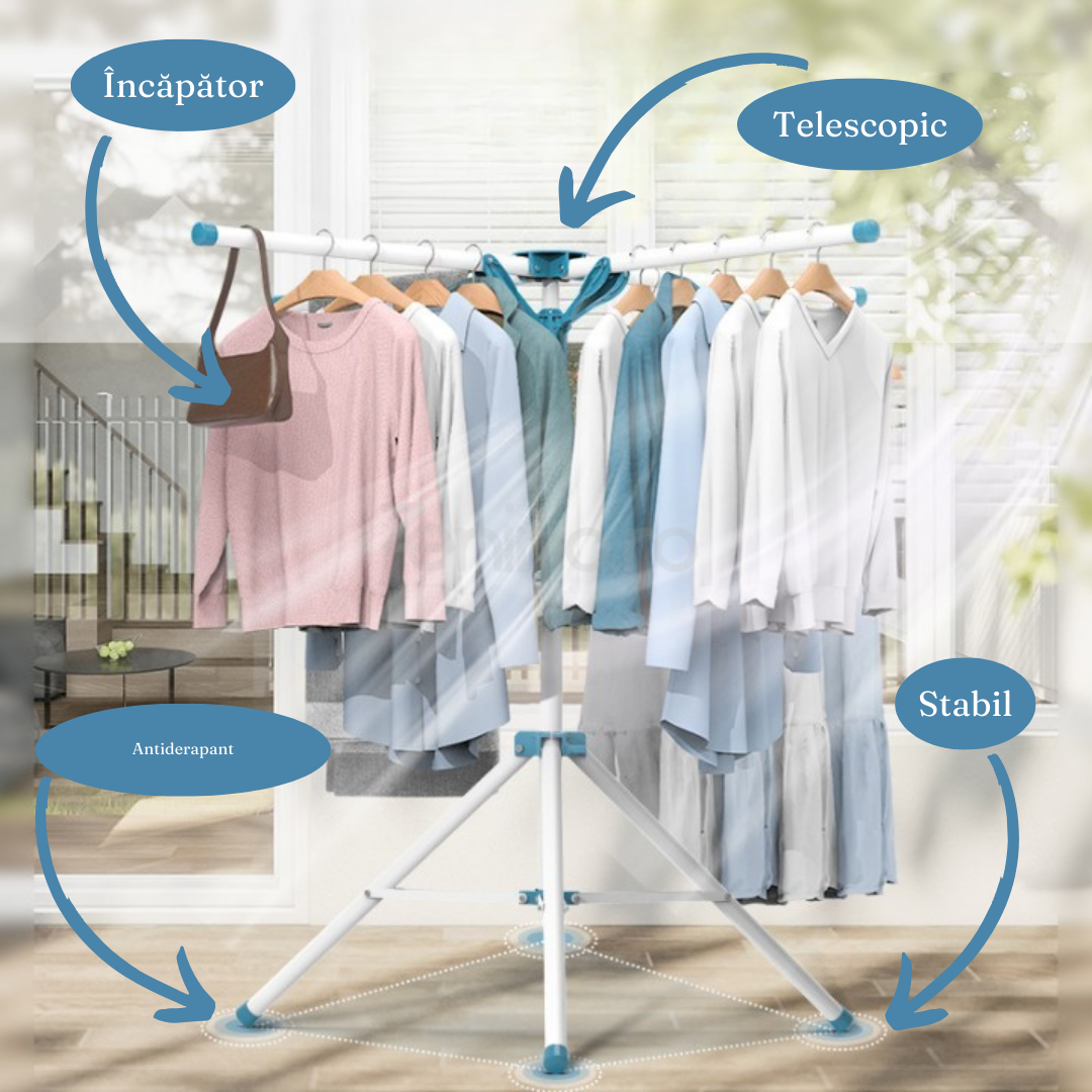 Clothes Dryer, Umbrella type, 4 Arms, Indoor, Outdoor, Non-Slip Support, Aluminum, Height between 108-165cm 