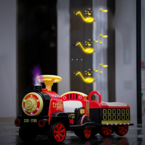 Electric Train, 2 Seats, Steam Locomotive, 1-6 Years, Max.60kg, Remote Control, Red