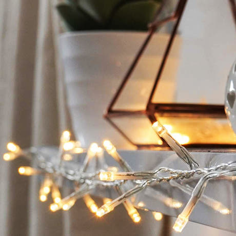 Linear Christmas Installation, 1m/3m/5m, 2 Lights, Batteries, Transparent Wire