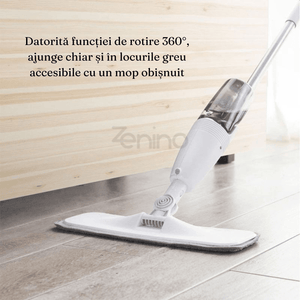 Flat Mop with Sprayer, 350 ml Tank, Multiple Surfaces, Compact, Ergonomic Handle, Efficient Cleaning, Easy to Maneuver, with Two Microfiber Refills, 125 x 40 cm 