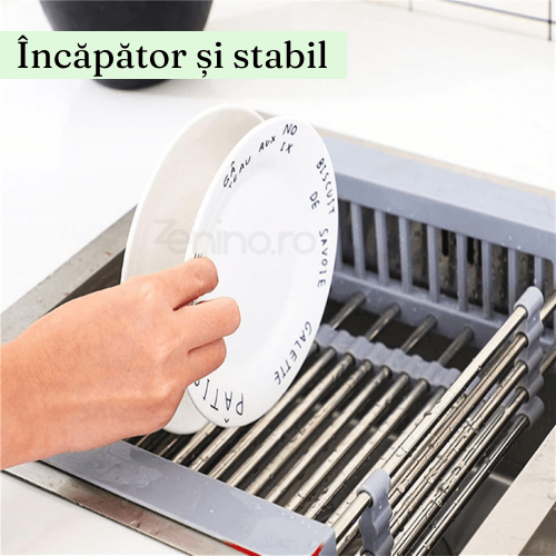 Dish Drainer, Stainless Steel, Vegetables and Fruits, Stable, Durable, Extendable between 27.5-46cm