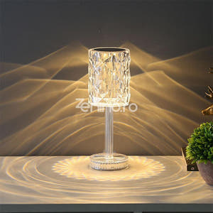 RGB Desk Lamp, Acrylic Crystal, 3 Intensity Levels, Touch, with Remote Control, Transparent