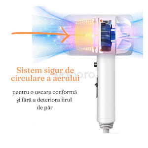 Hair Dryer, with Stand, 3 Modes, 1200W, Durable Material, Ionization, Compact Size, Overheating Protection, White
