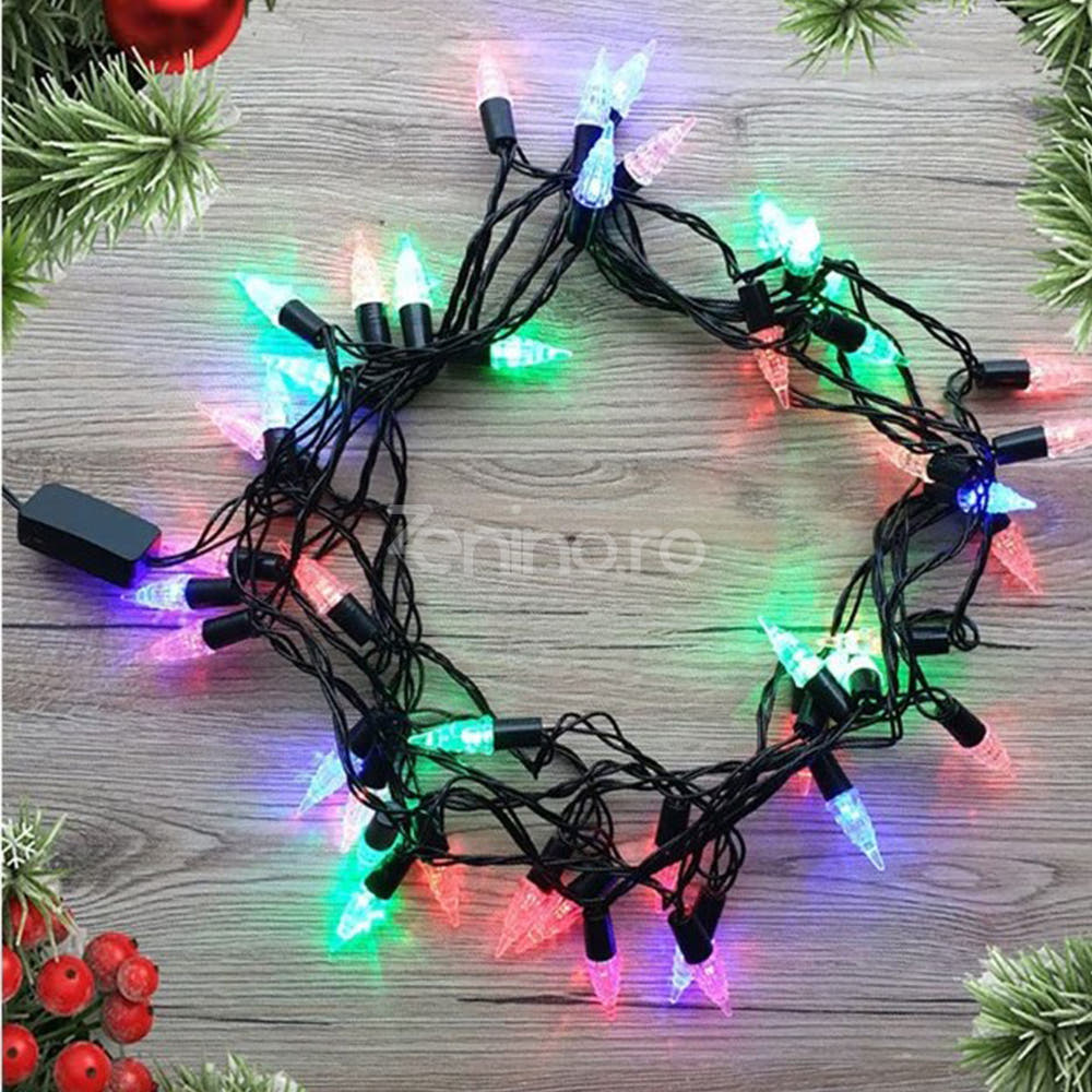 Christmas Installation, 10m Line, 40 LED Bulbs, Multicolor, 8 Light Effects, Black Wire, 220V, Controller