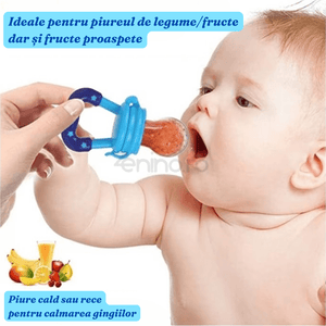 Pacifier for Diversification, Teething, for Fruit, Puree, BPA Free, Protective Cap, Leakproof Closure, Easy to Clean, Blue