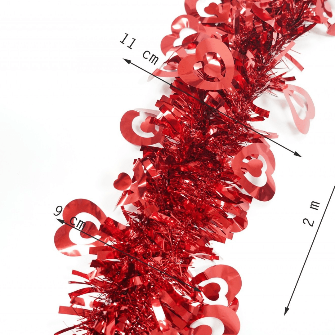 Christmas Tinsel, Various Designs, 2m x 11cm, Red, Blue, Pink