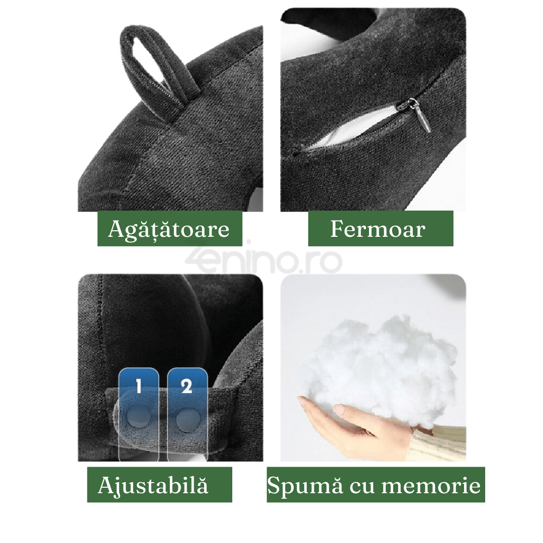 Travel Pillow, for Neck and Back, Support, Comfort, Memory Foam, Zipper, Hanging, Adjustable